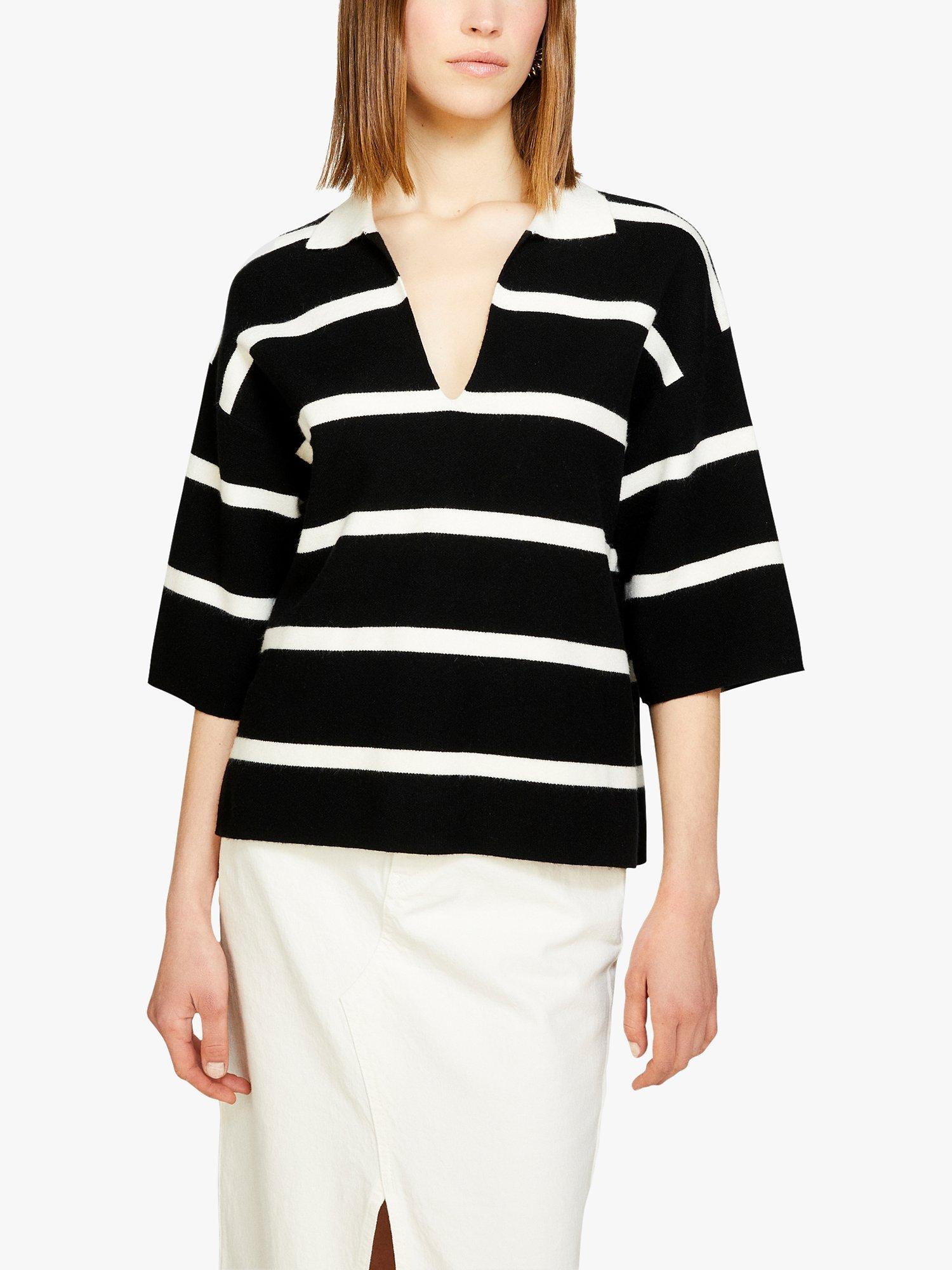 Product image 1 of 5, which shows SISLEY Striped Maxi Polo Shirt, Black, L