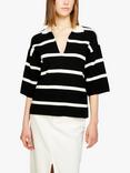 SISLEY Striped Maxi Polo Shirt, Black