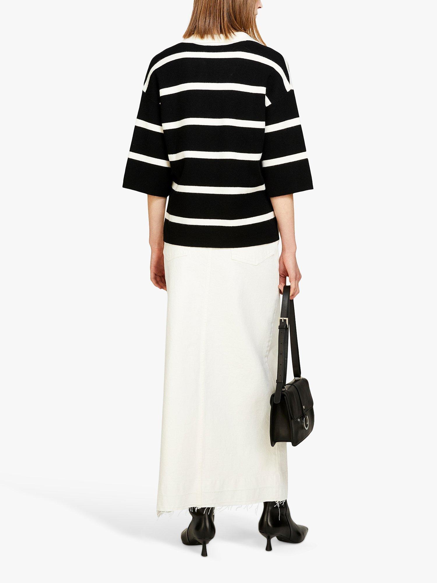 Product image 2 of 5, which shows SISLEY Striped Maxi Polo Shirt, Black, L