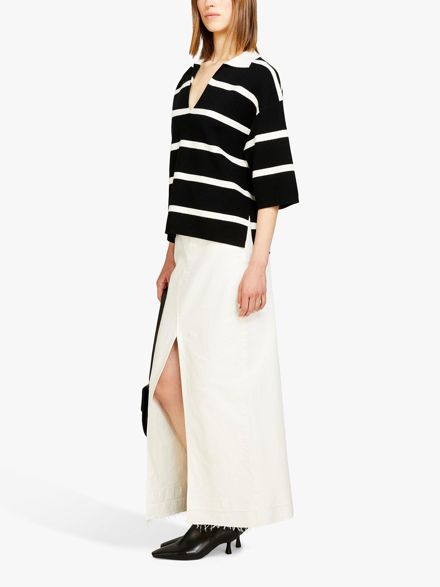 Product image 4 of 5, which shows SISLEY Striped Maxi Polo Shirt, Black, L