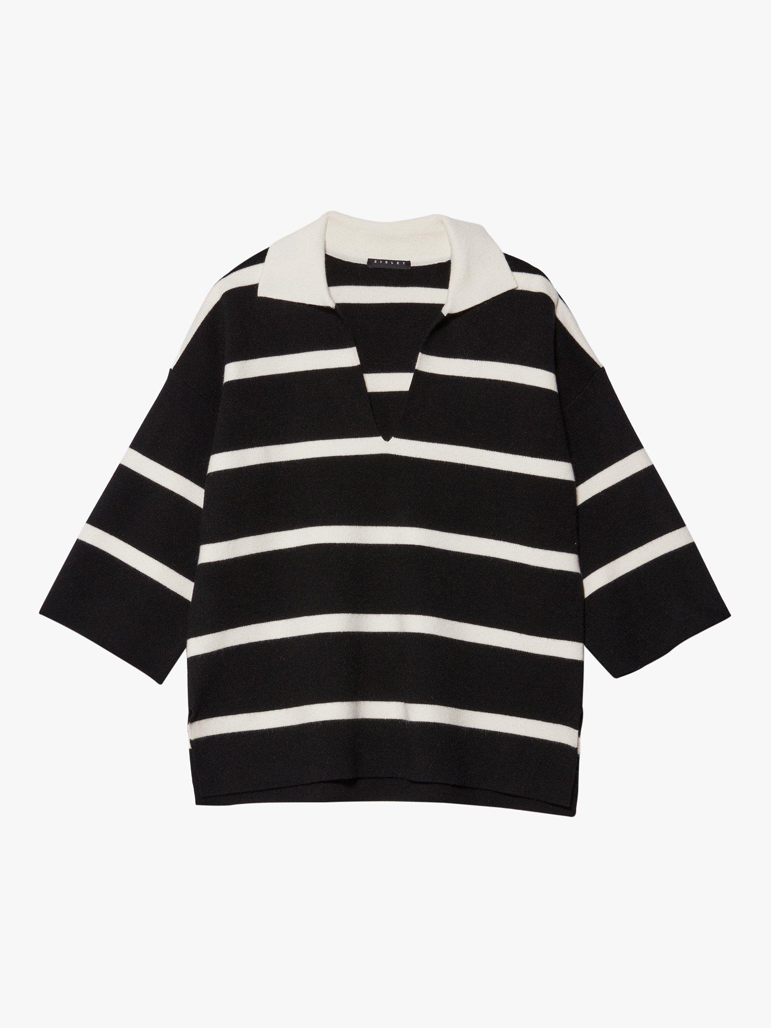 Product image 5 of 5, which shows SISLEY Striped Maxi Polo Shirt, Black, L
