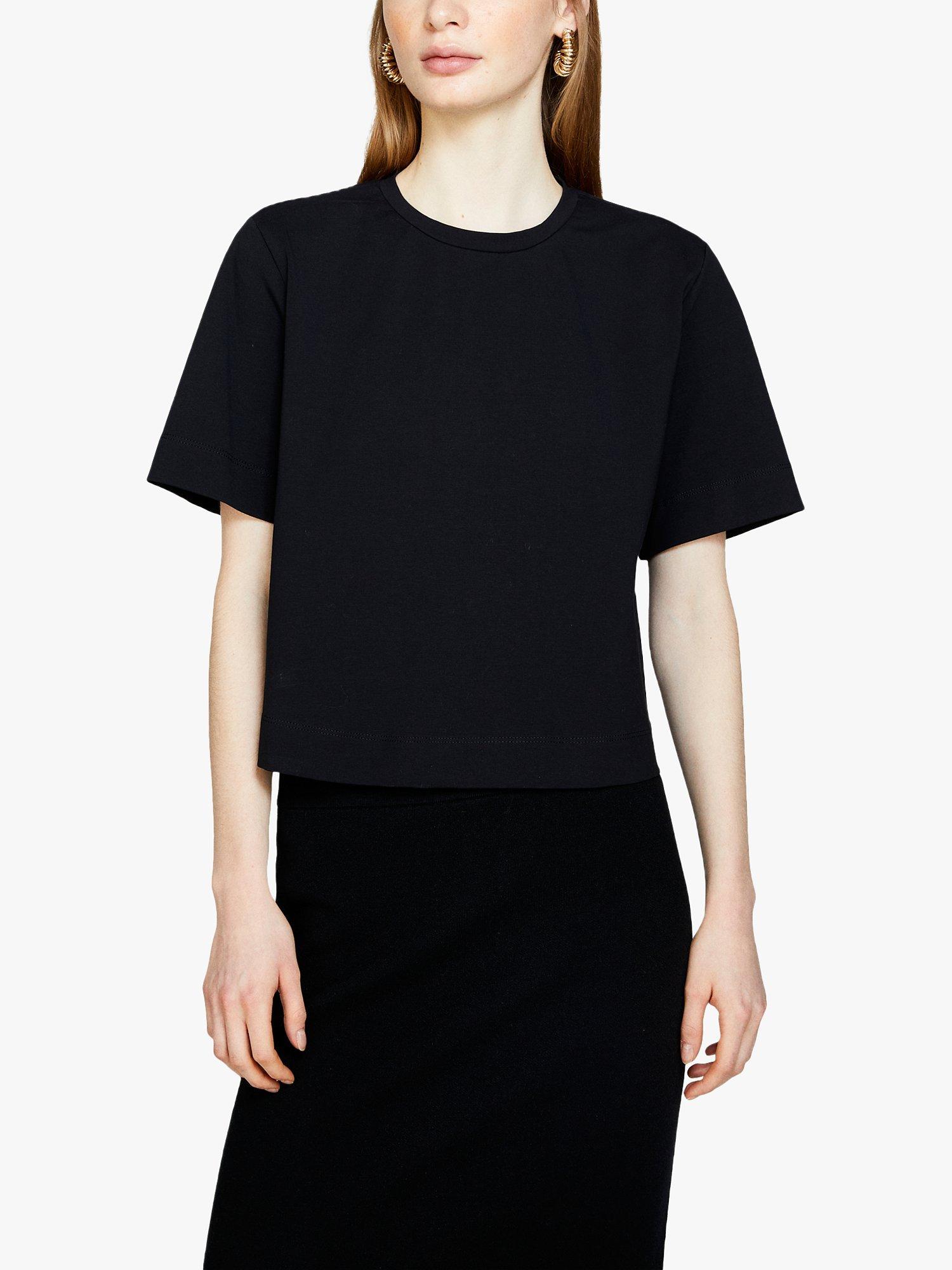 Sisley Boxy Fit Stretch Organic Cotton Blend T-Shirt, Black