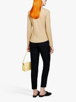 SISLEY Solid Coloured High Waist Trousers, Black - view 2, Black