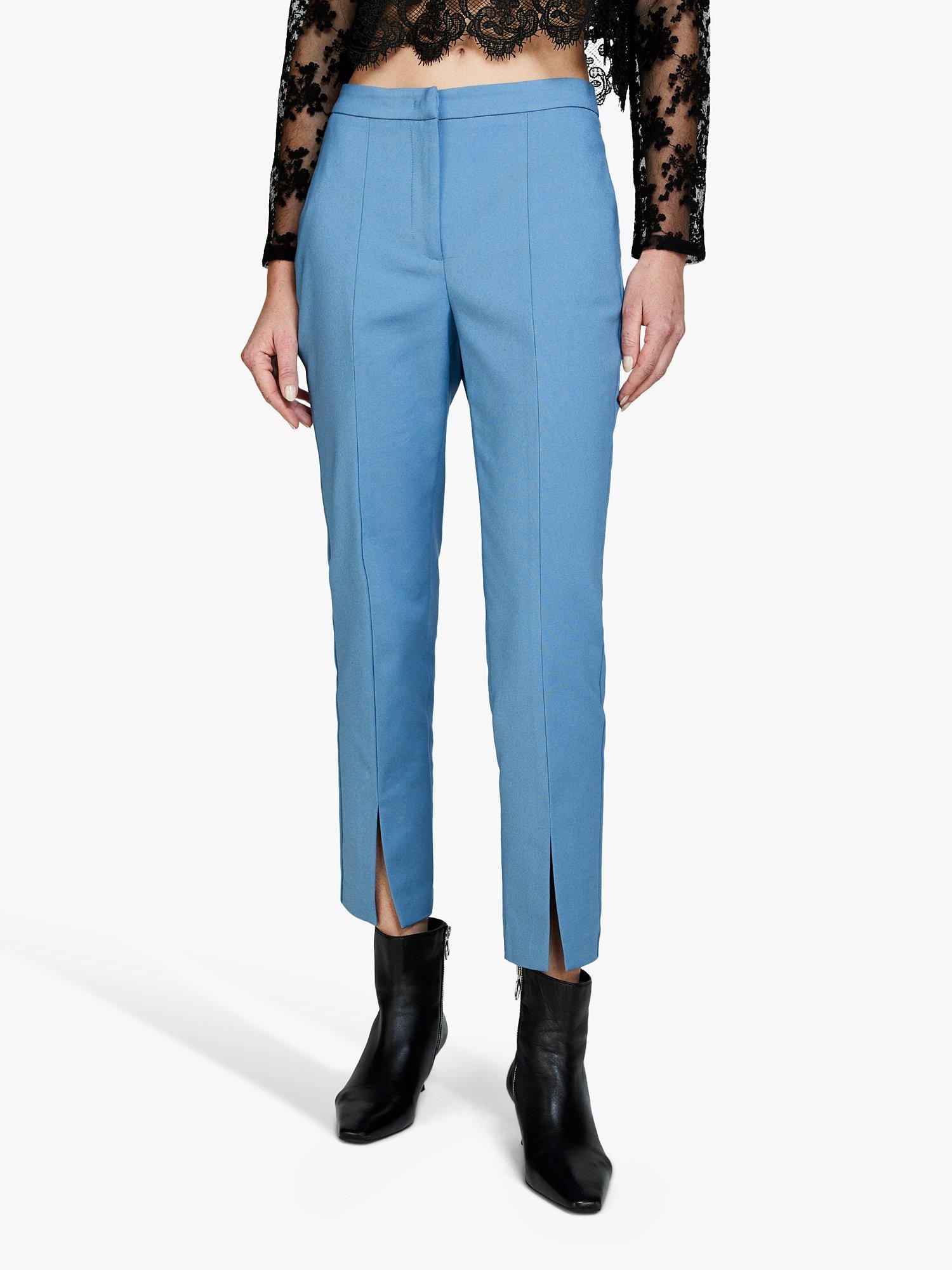 Product image 1 of 5, which shows Sisley Stretch Cotton Cigarette Trousers, Blue, 10