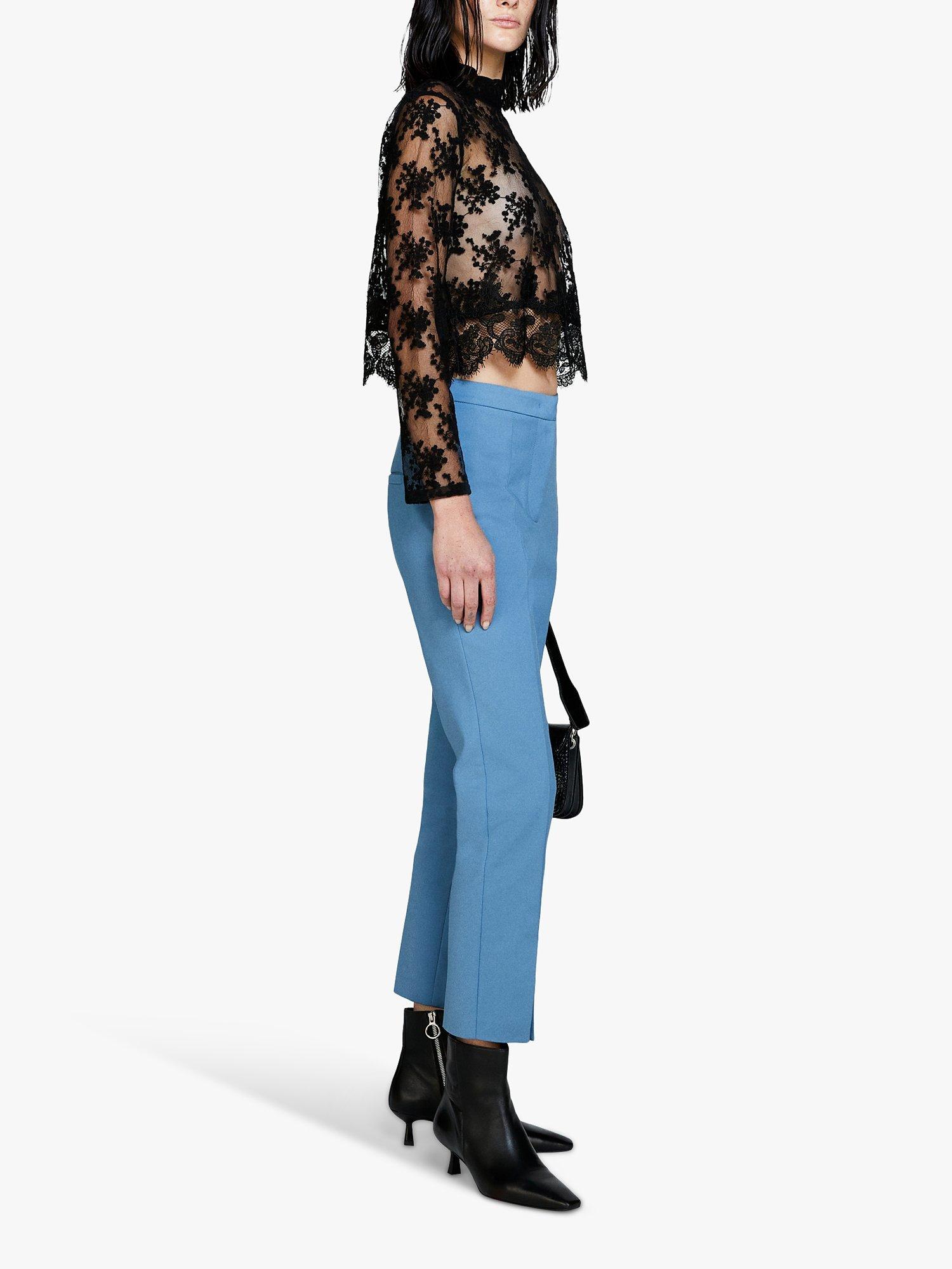 Product image 4 of 5, which shows Sisley Stretch Cotton Cigarette Trousers, Blue, 10