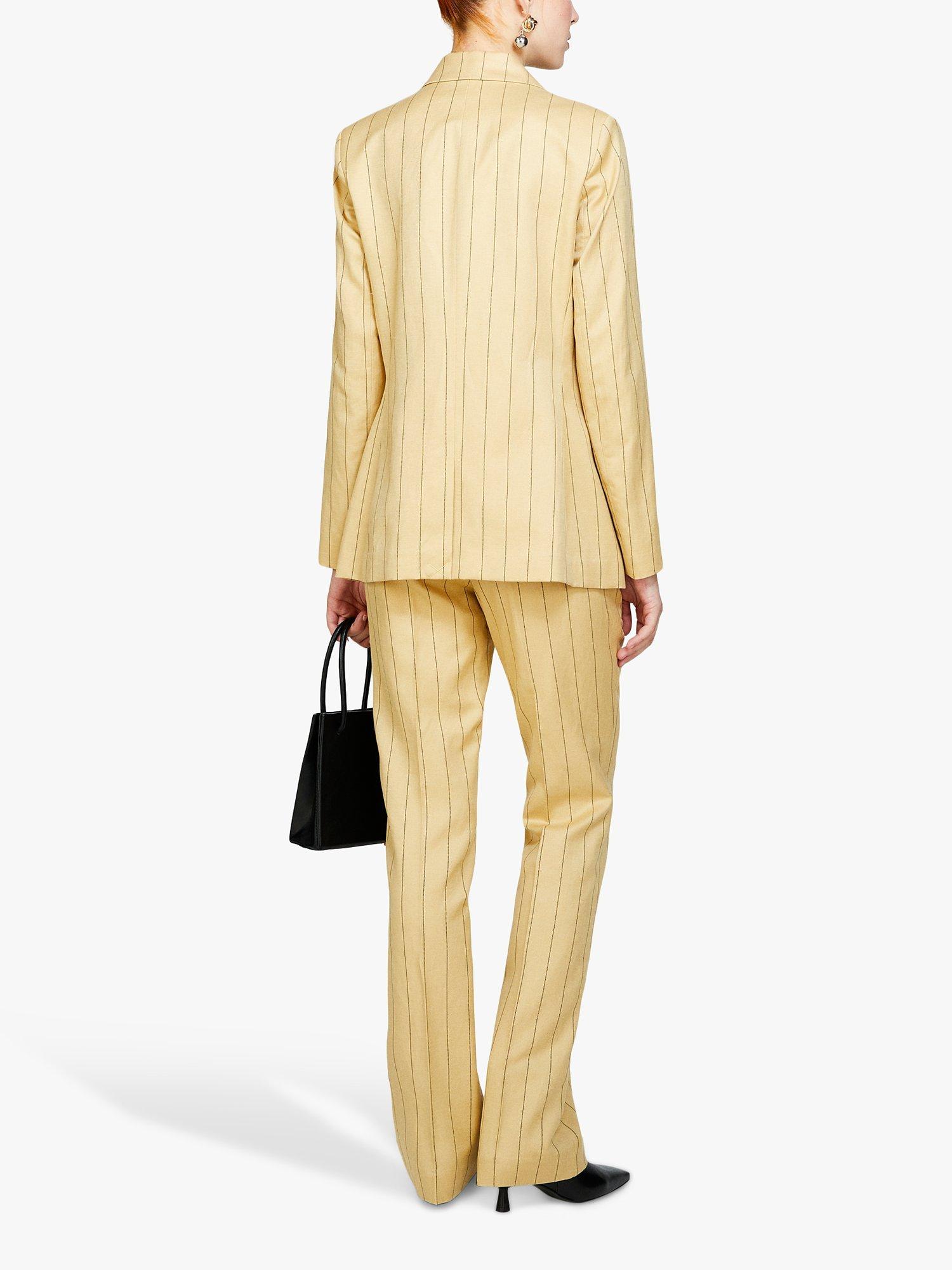 Product image 2 of 5, which shows SISLEY Yarn-Dyed Twill Stripe Blazer , Beige, 8