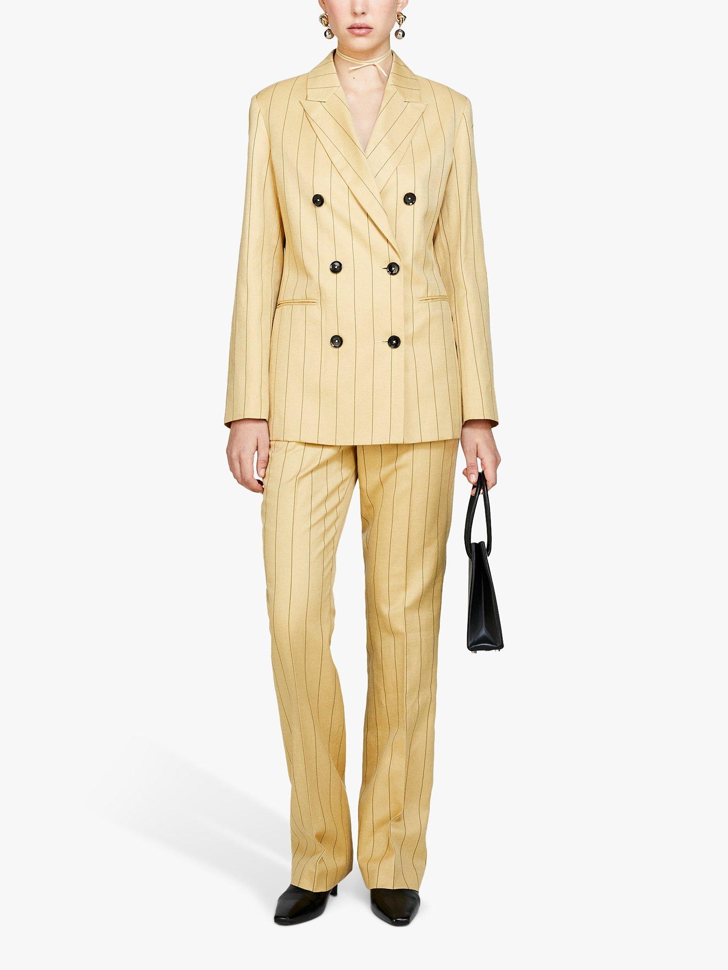 Product image 3 of 5, which shows SISLEY Yarn-Dyed Twill Stripe Blazer , Beige, 8