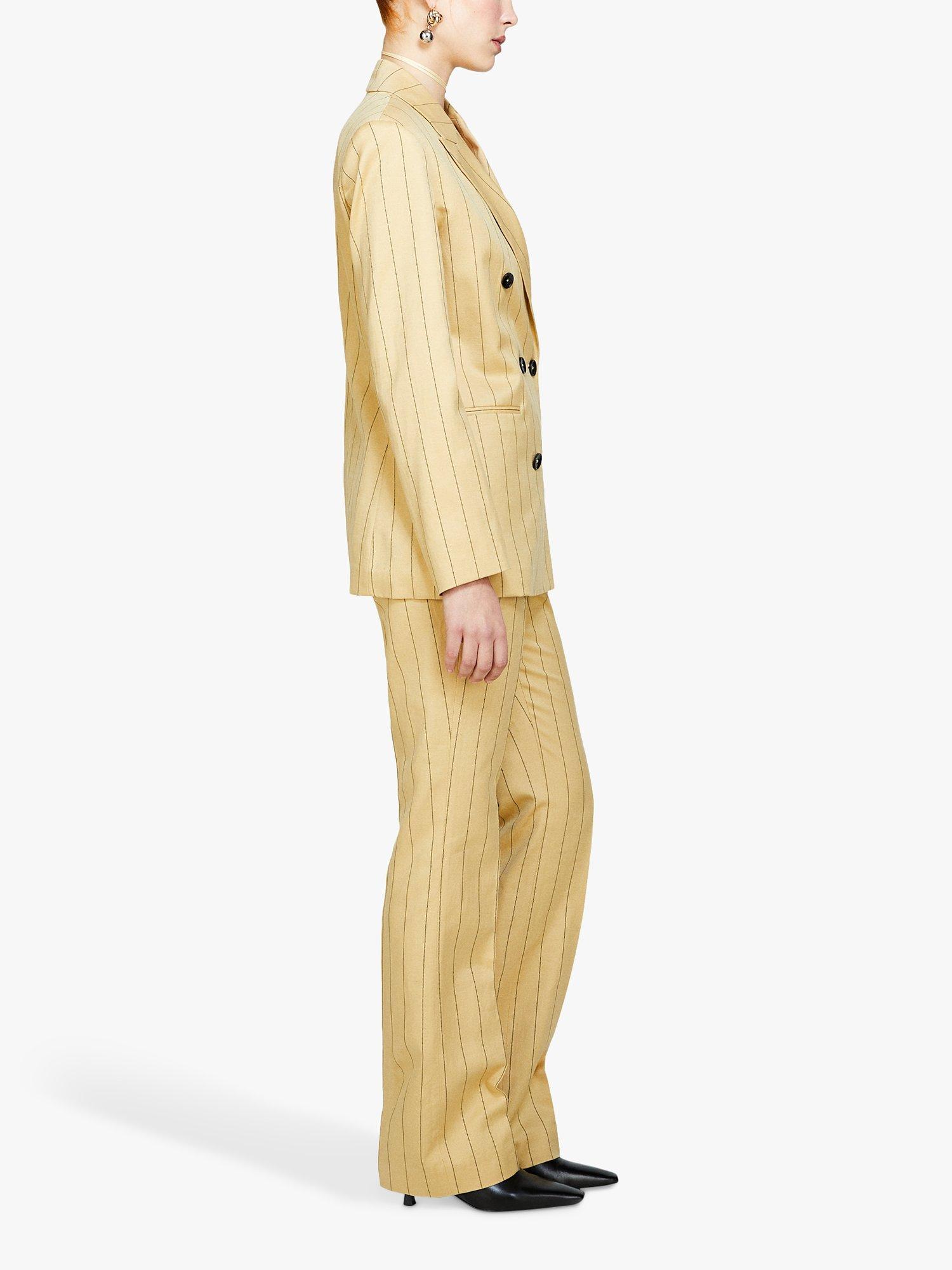 Product image 4 of 5, which shows SISLEY Yarn-Dyed Twill Stripe Blazer , Beige, 8