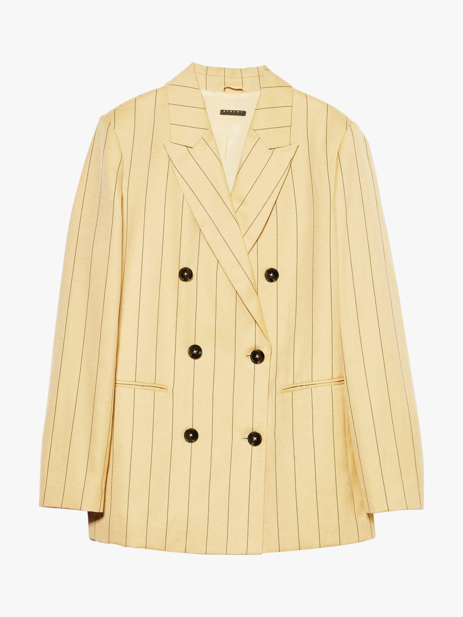 Product image 5 of 5, which shows SISLEY Yarn-Dyed Twill Stripe Blazer , Beige, 8