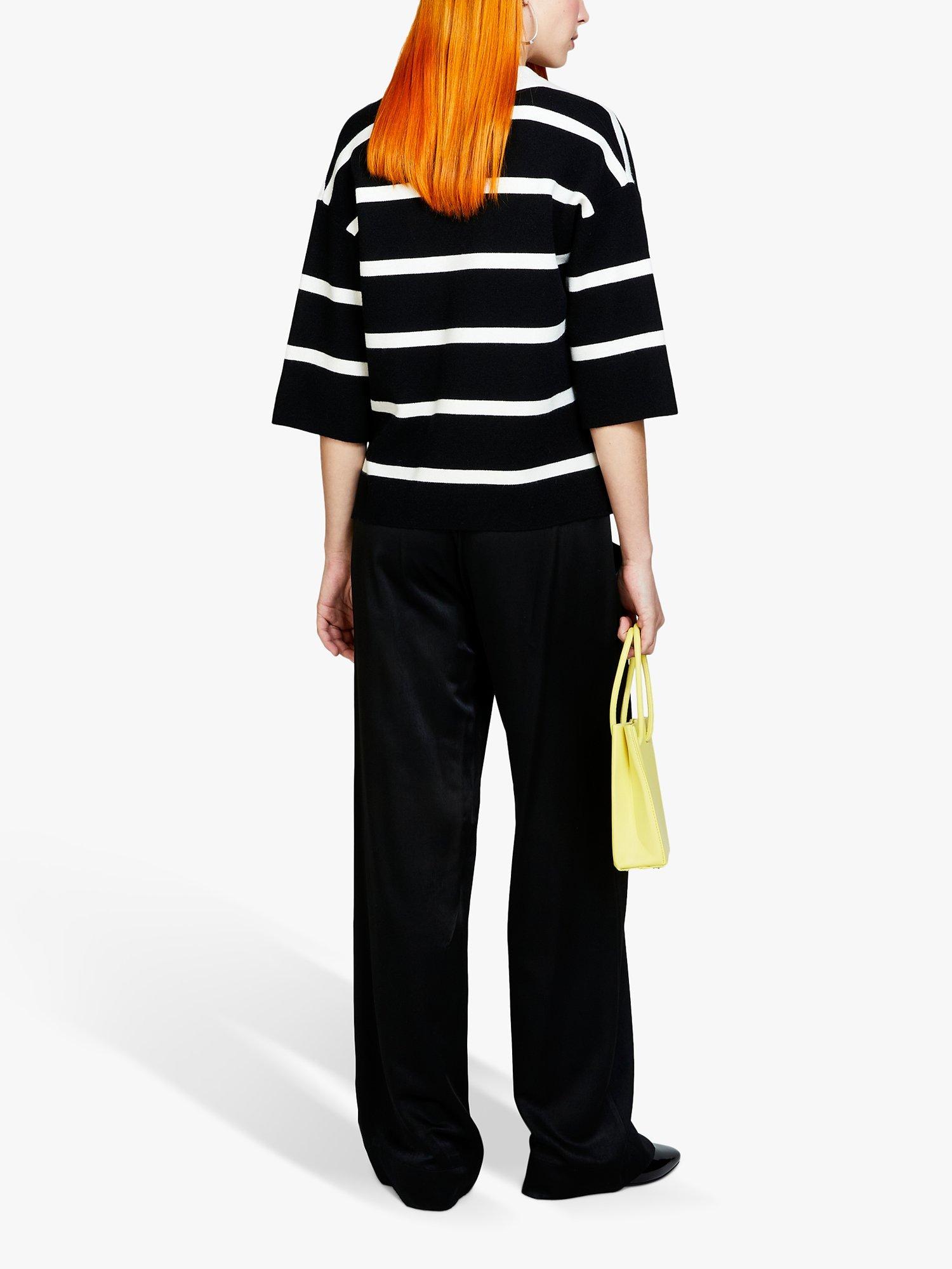 Product image 2 of 4, which shows SISLEY Satin Flare Fit Trousers, Black, S