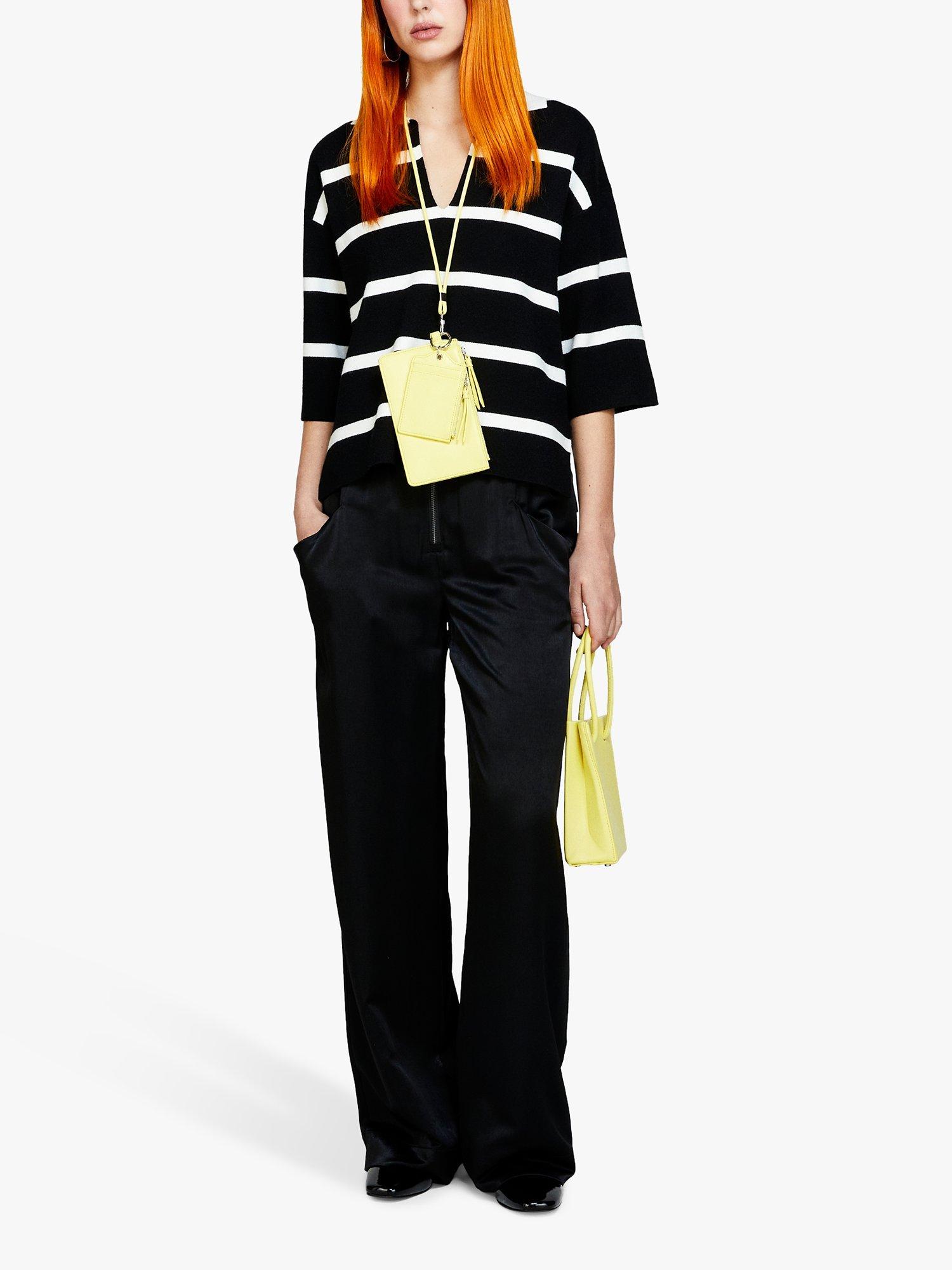 Product image 3 of 4, which shows SISLEY Satin Flare Fit Trousers, Black, S