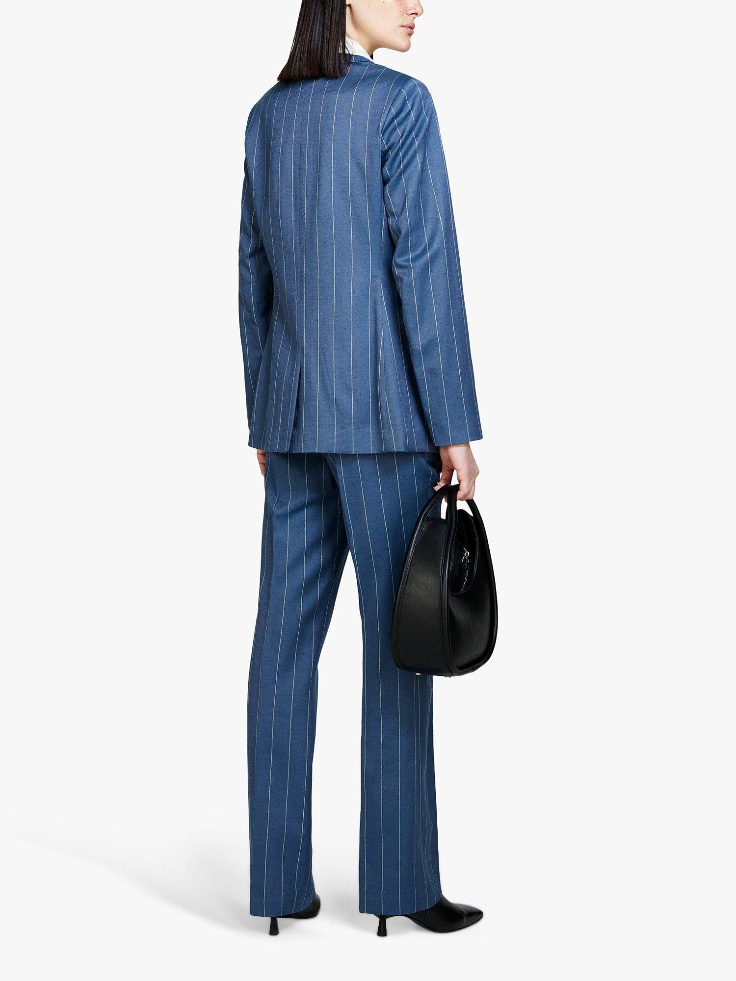 SISLEY Yarn-Dyed Twill Stripe Blazer , Blue, 10