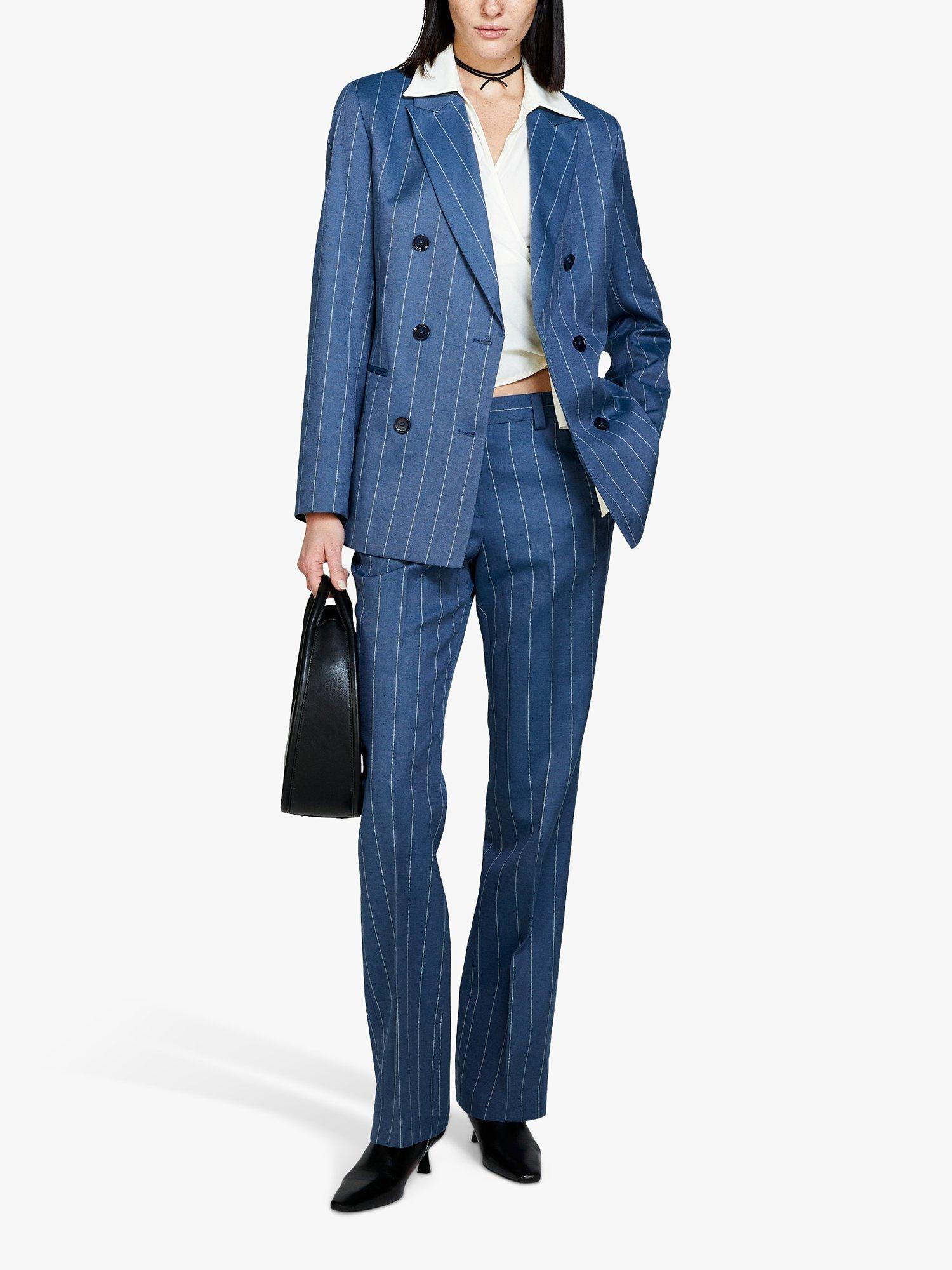 SISLEY Yarn-Dyed Twill Stripe Blazer , Blue, 10