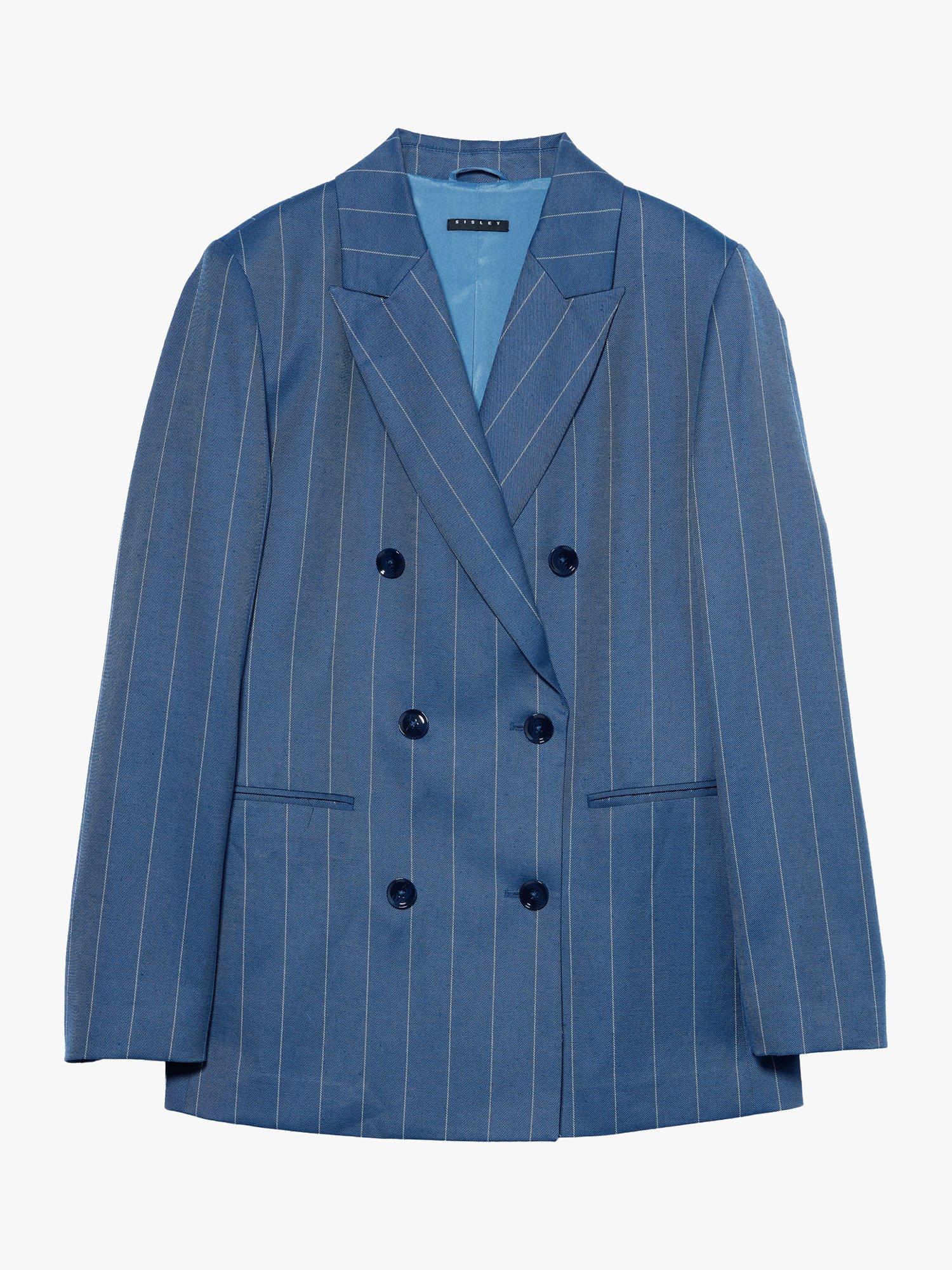 SISLEY Yarn-Dyed Twill Stripe Blazer , Blue, 10
