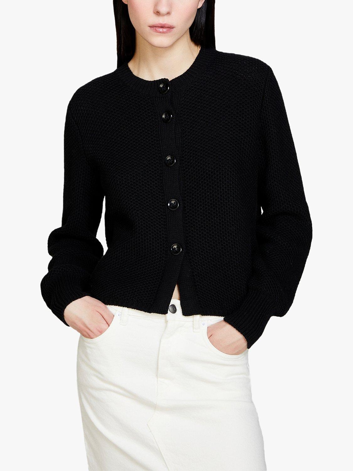 Sisley Honey Comb Buttoned Cardigan, Black