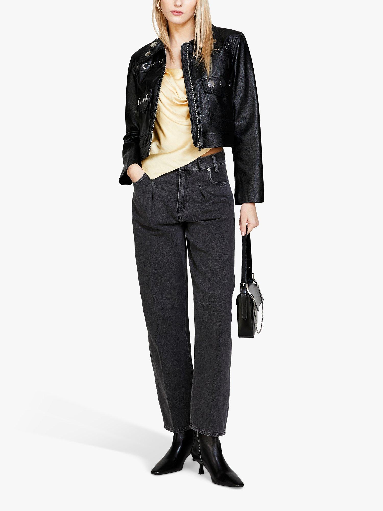 Product image 3 of 5, which shows SISLEY Boxy Fit Eyelet Detail Jacket, Black, 12