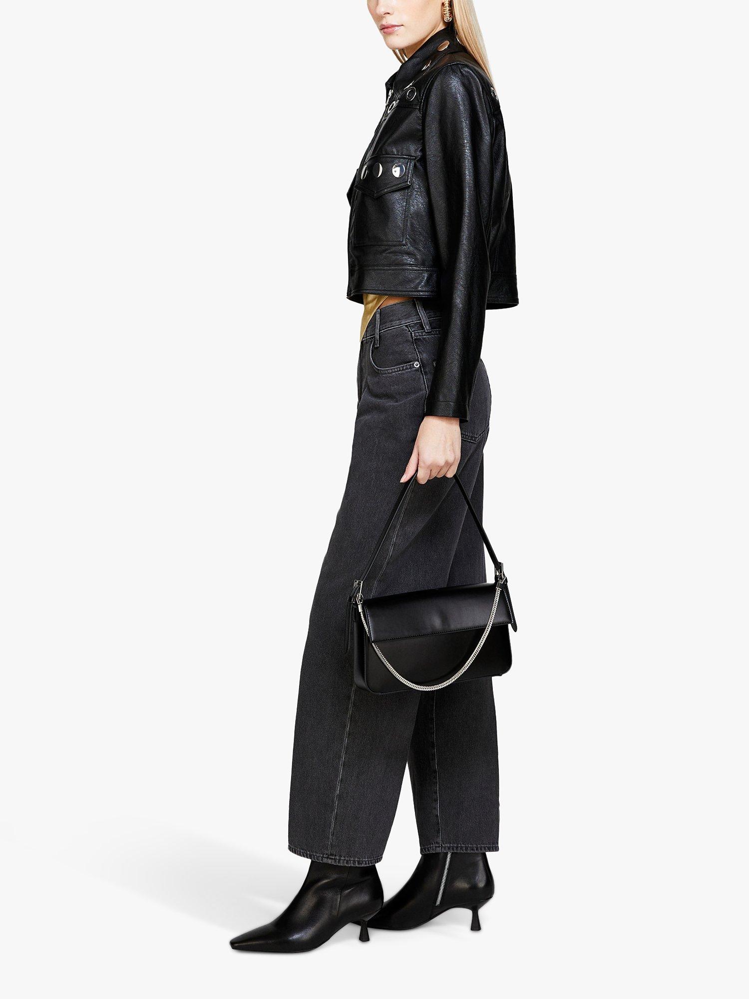 Product image 4 of 5, which shows SISLEY Boxy Fit Eyelet Detail Jacket, Black, 12