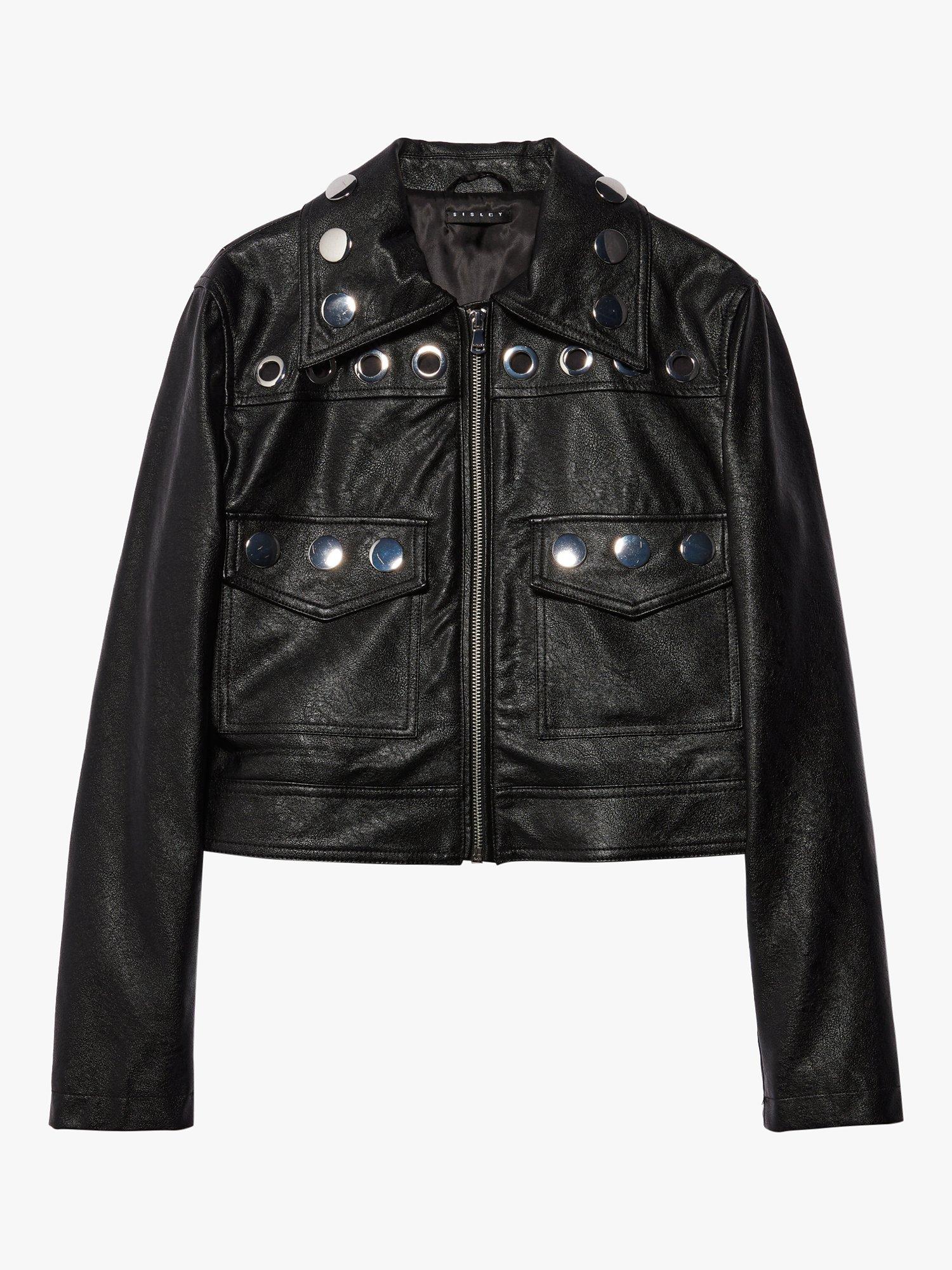 Product image 5 of 5, which shows SISLEY Boxy Fit Eyelet Detail Jacket, Black, 12