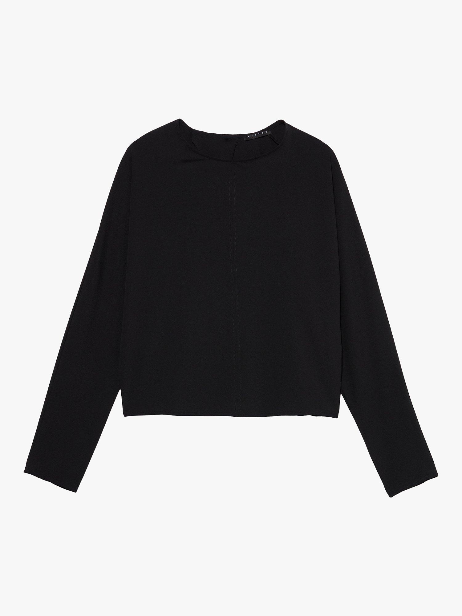 Product image 5 of 5, which shows SISLEY Soft Crepe De Chine Crisscross Top, Black, L