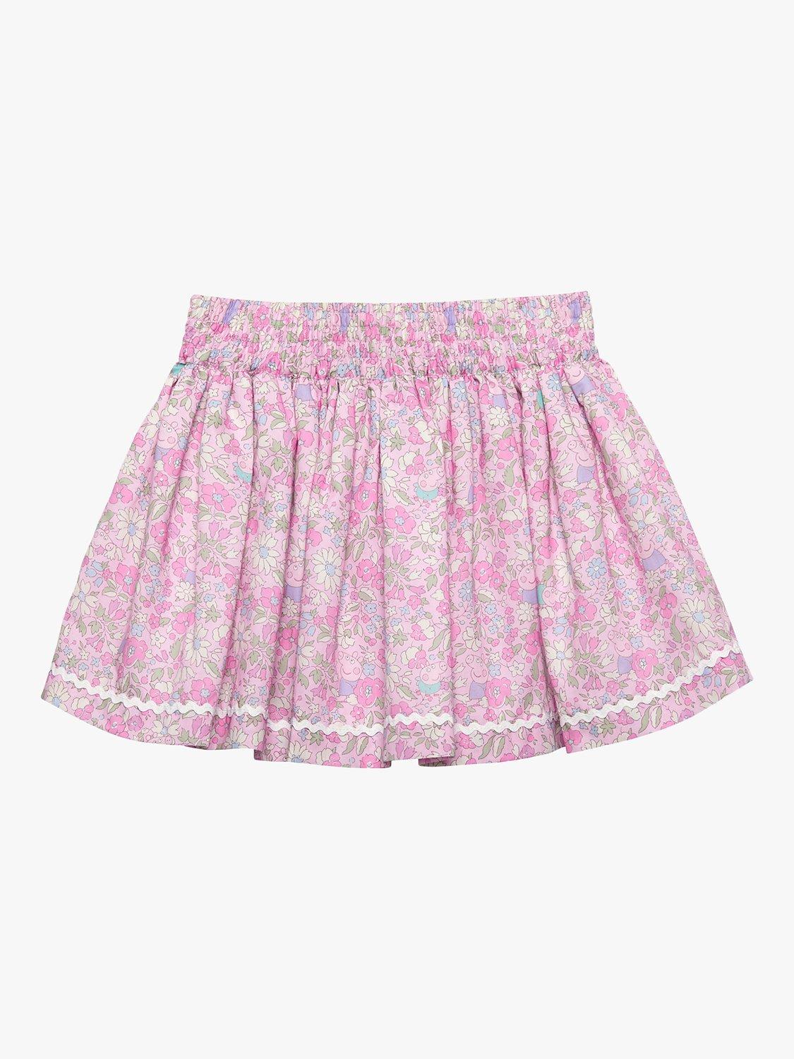 Product image 2 of 4, which shows Trotters Kids' Peppa Pig Meadow Liberty Print Bow Skirt, Pink, 12 months