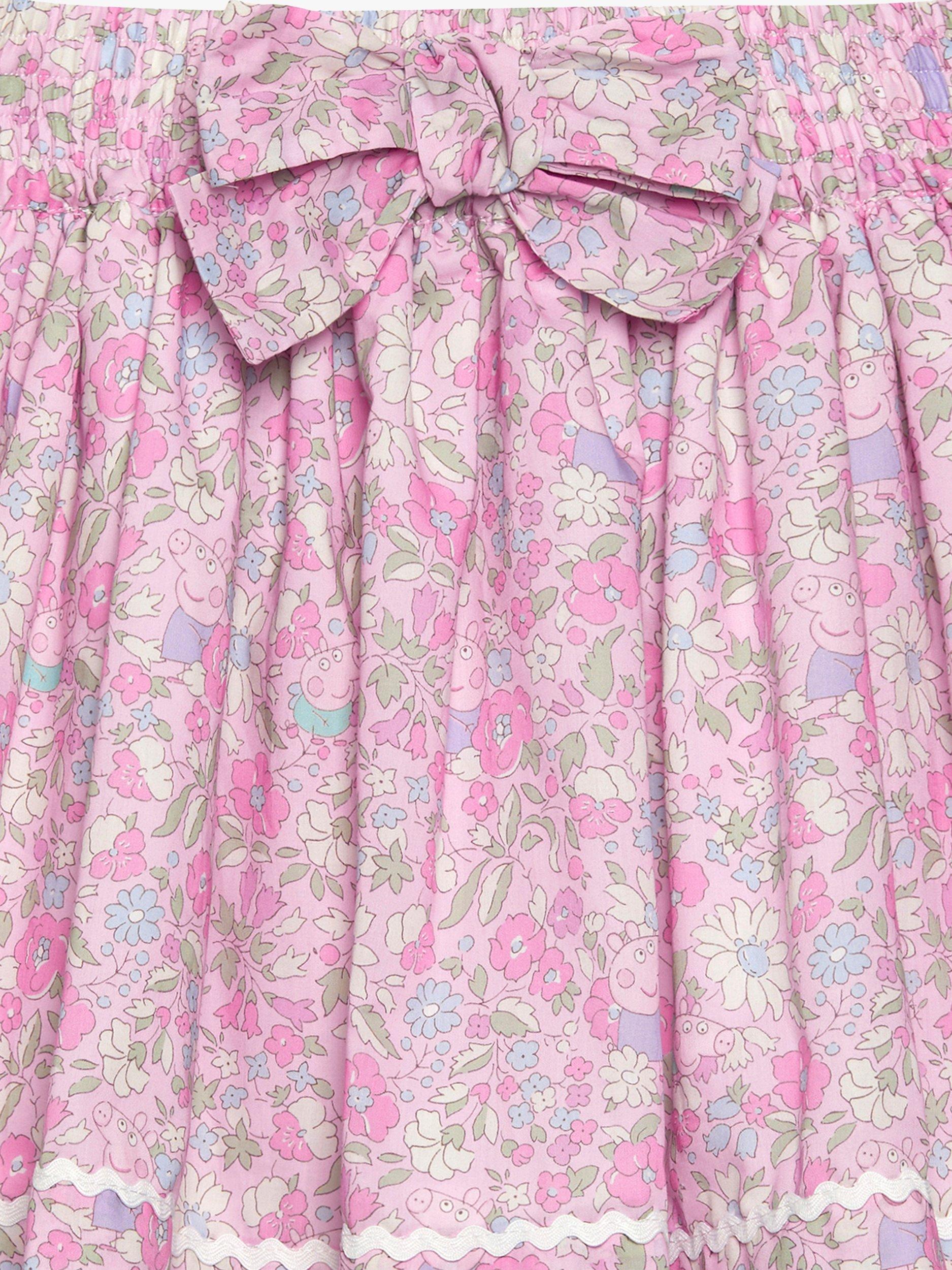 Product image 3 of 4, which shows Trotters Kids' Peppa Pig Meadow Liberty Print Bow Skirt, Pink, 12 months
