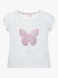 Trotters Kids' Peppa Pig Meadow Liberty Print Butterfly Jersey Top, White/Pink