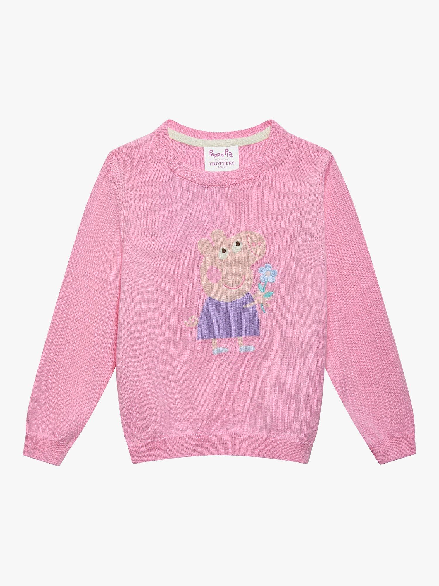Product image 1 of 5, which shows Trotters Kids' Peppa Pig Knitted Jumper, Pink, 12 months