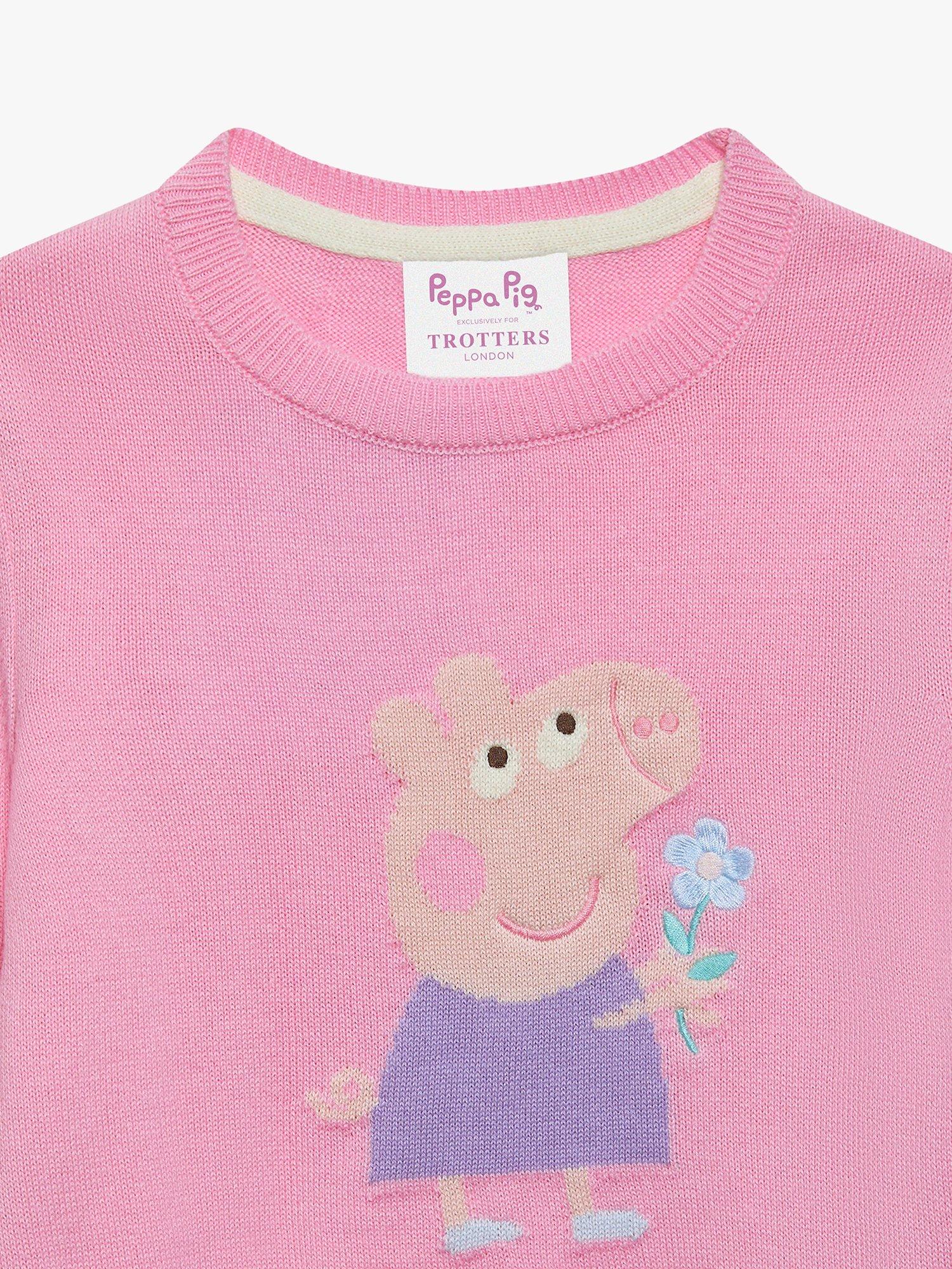 Product image 3 of 5, which shows Trotters Kids' Peppa Pig Knitted Jumper, Pink, 12 months
