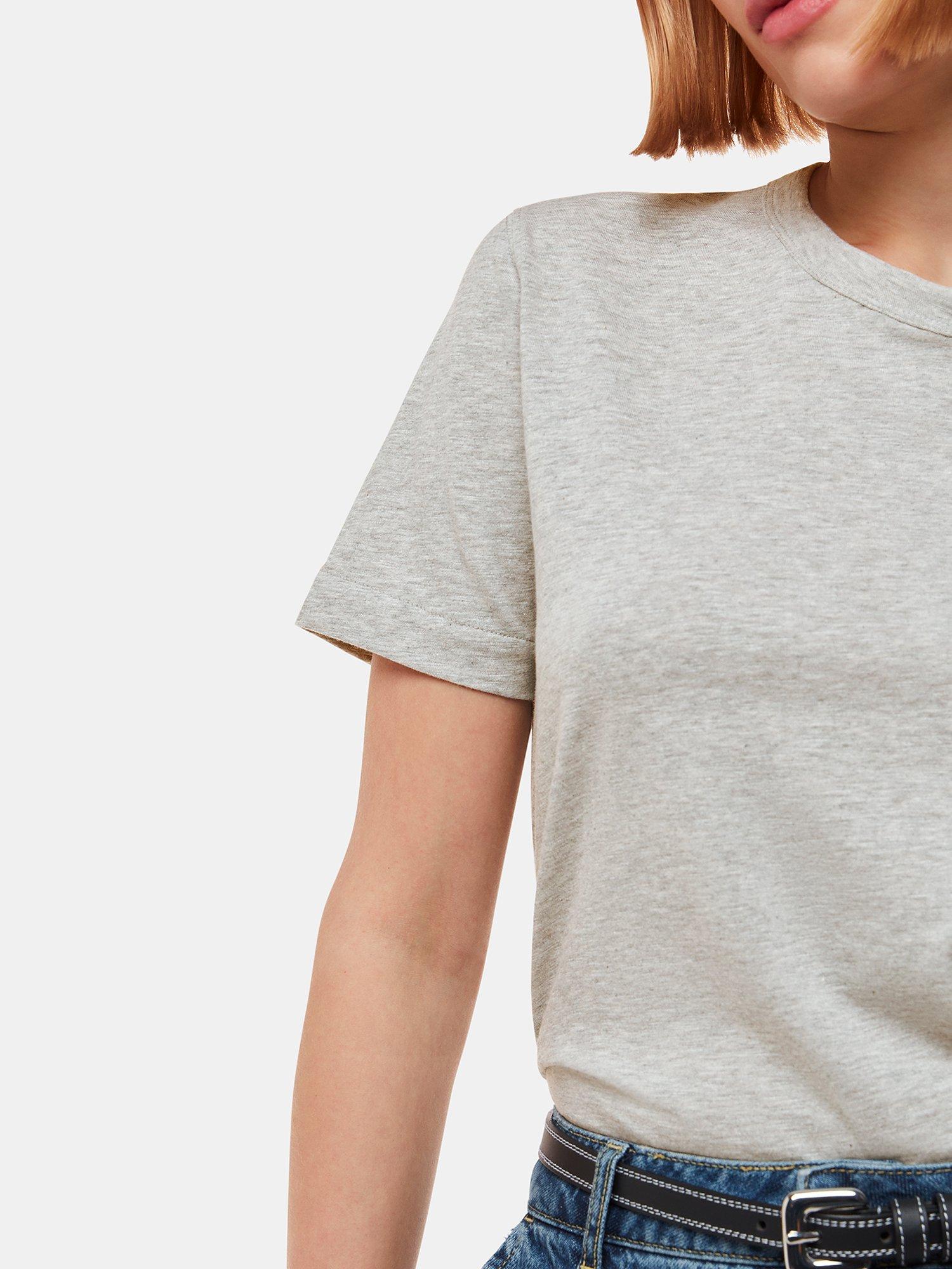 Product image 3 of 6, which shows Whistles Emily Ultimate T-Shirt, Grey Marl, XS