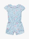 Trotters Kids' Peppa Meadow Liberty Print Collar Playsuit, Blue/Multi