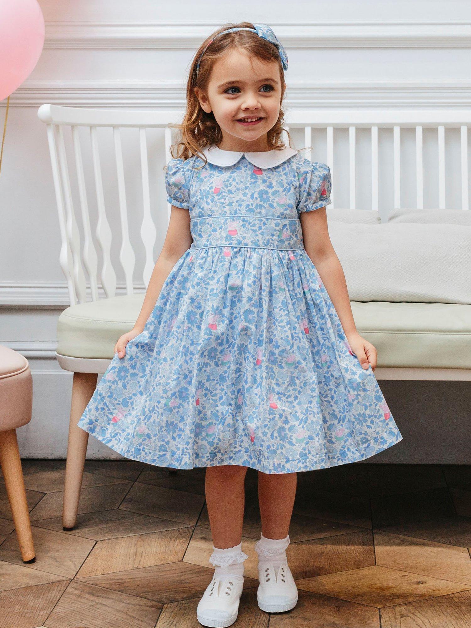 Product image 10 of 10, which shows Trotters Kids' Peppa Pig Meadow Dress, Blue Meadow, 12 months