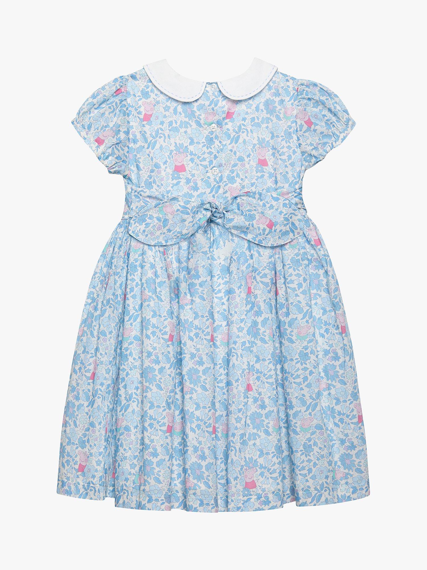 Product image 2 of 10, which shows Trotters Kids' Peppa Pig Meadow Dress, Blue Meadow, 12 months