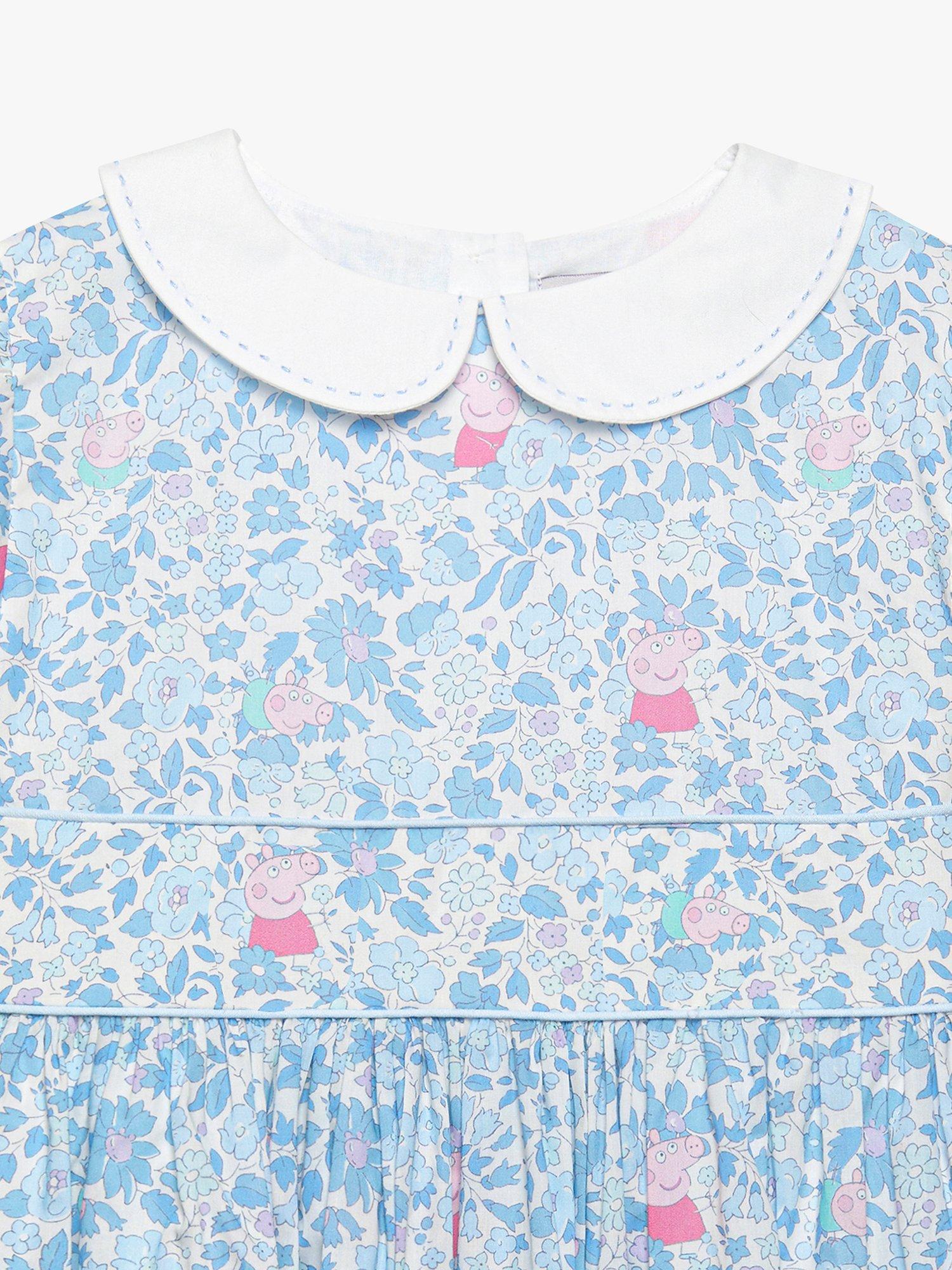 Product image 3 of 10, which shows Trotters Kids' Peppa Pig Meadow Dress, Blue Meadow, 12 months