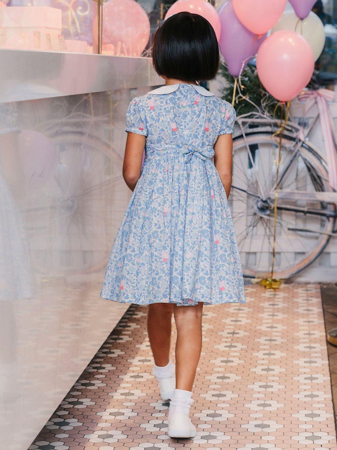 Product image 8 of 10, which shows Trotters Kids' Peppa Pig Meadow Dress, Blue Meadow, 12 months