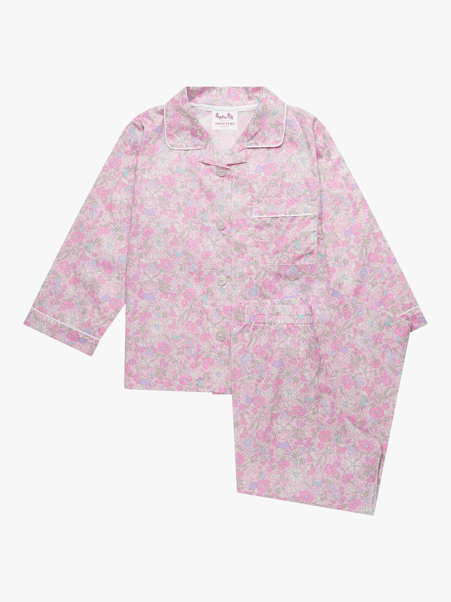 Product image 1 of 4, which shows Trotters Kids' Peppa Pig Pyjamas, Pink Meadow, 12-24 months