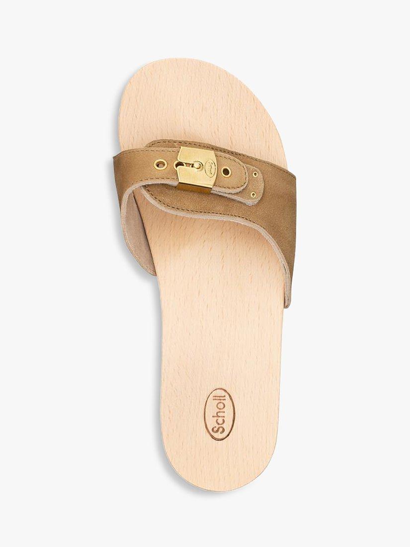 Product image 2 of 3, which shows Scholl Pescura Heeled Suede Sandals, Mud, EU36