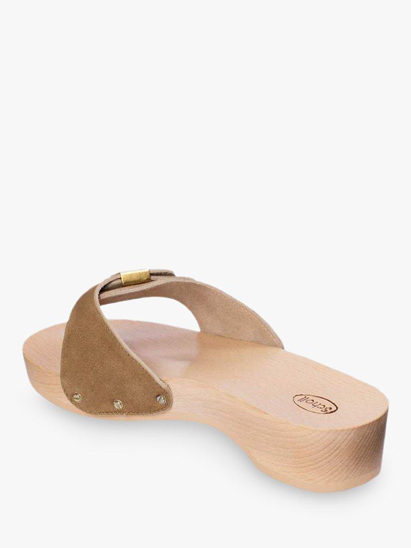 Product image 3 of 3, which shows Scholl Pescura Heeled Suede Sandals, Mud, EU36