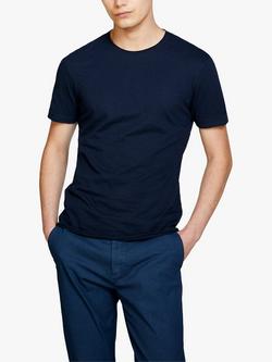 SISLEY Solid Coloured Raw Cut T-Shirt, Blue
