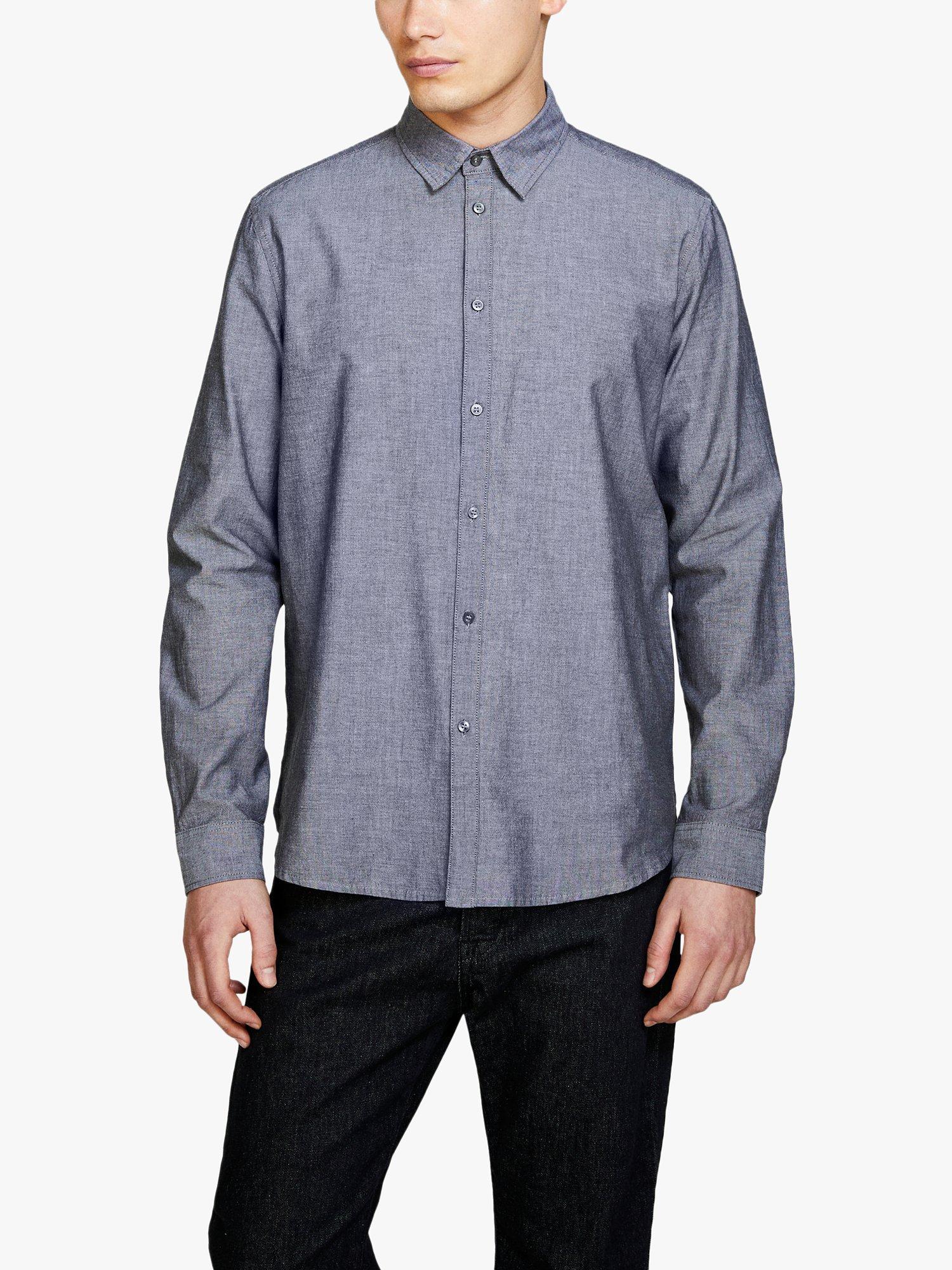 SISLEY Slim Fit Oxford Cotton Shirt, Grey, 16