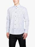 SISLEY Ditsy Spot Print Cotton Poplin Shirt, White