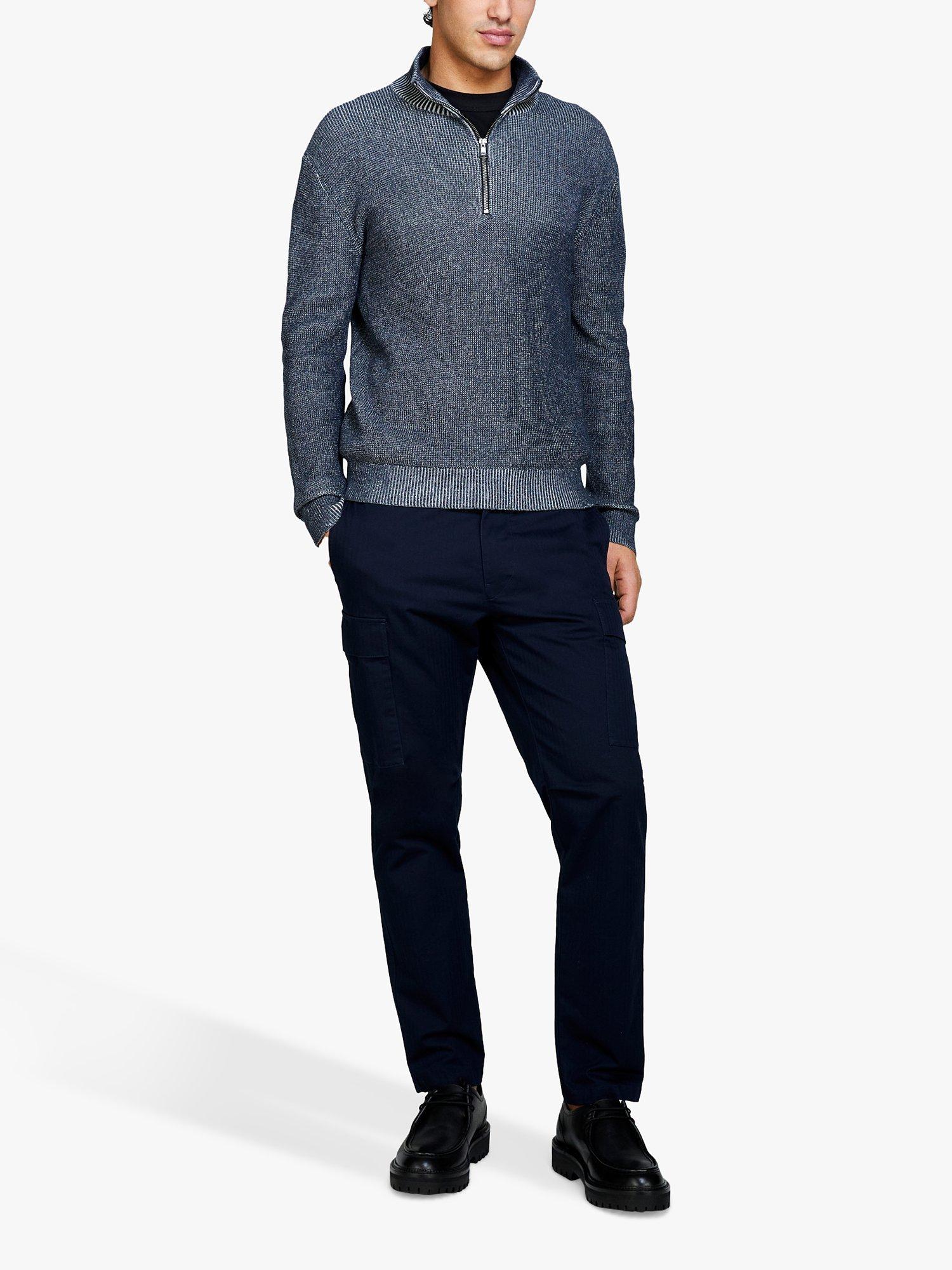 Product image 3 of 5, which shows SISLEY Stretch Cotton Slim Fit Trousers, Blue, 32