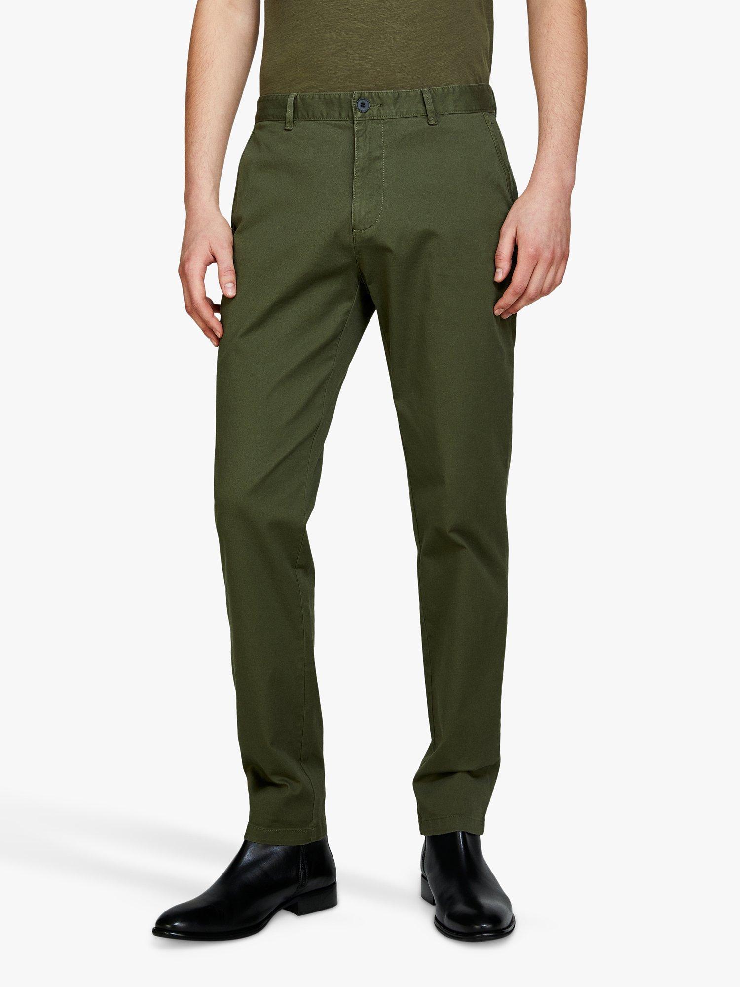 Product image 1 of 5, which shows SISLEY Stretch Cotton Drill Chino Trousers, Green, 38