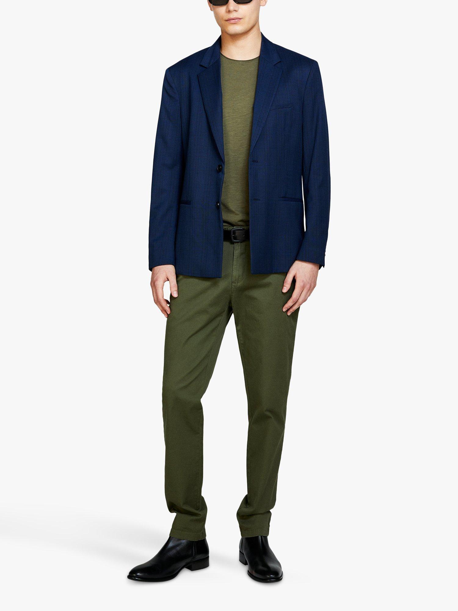 Product image 2 of 5, which shows SISLEY Stretch Cotton Drill Chino Trousers, Green, 38
