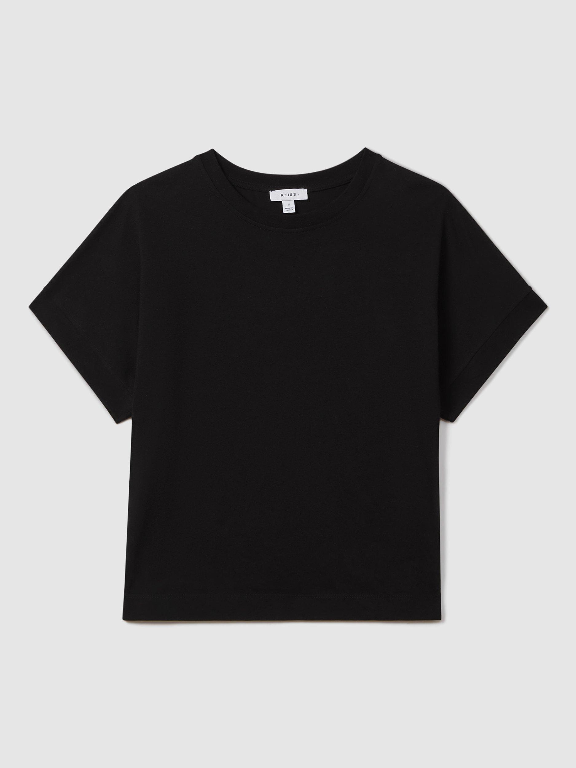 Reiss Lois Boxy Cotton T-Shirt, Black, XS