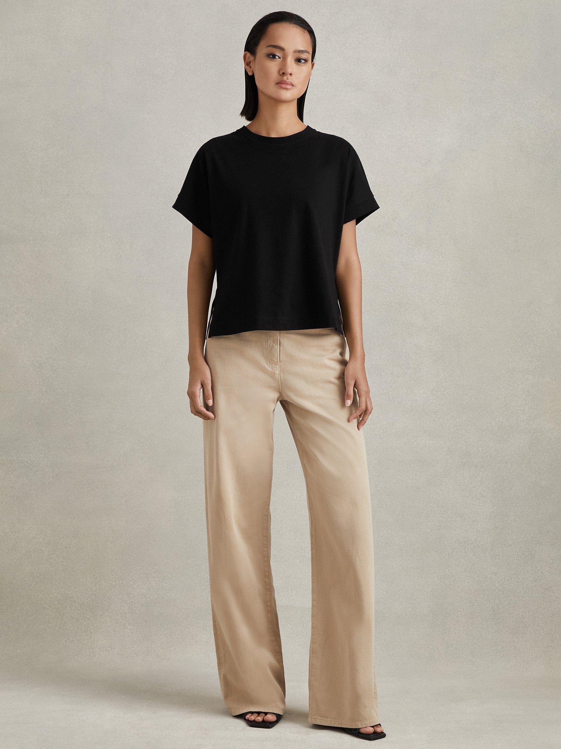 Reiss Lois Boxy Cotton T-Shirt, Black, XS