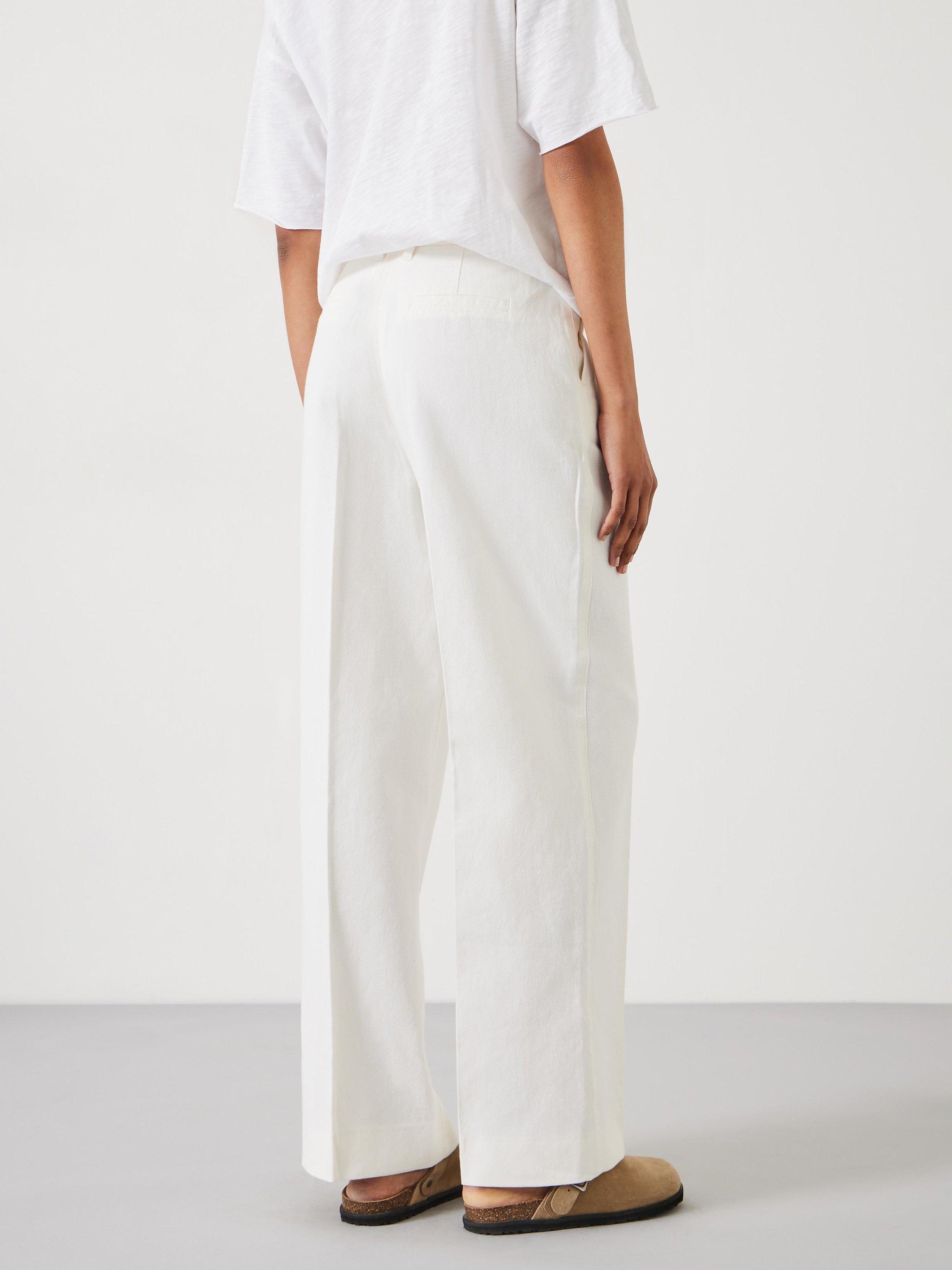 Product image 3 of 5, which shows HUSH Emily Linen Blend Wide Leg Trousers, Ecru, 12