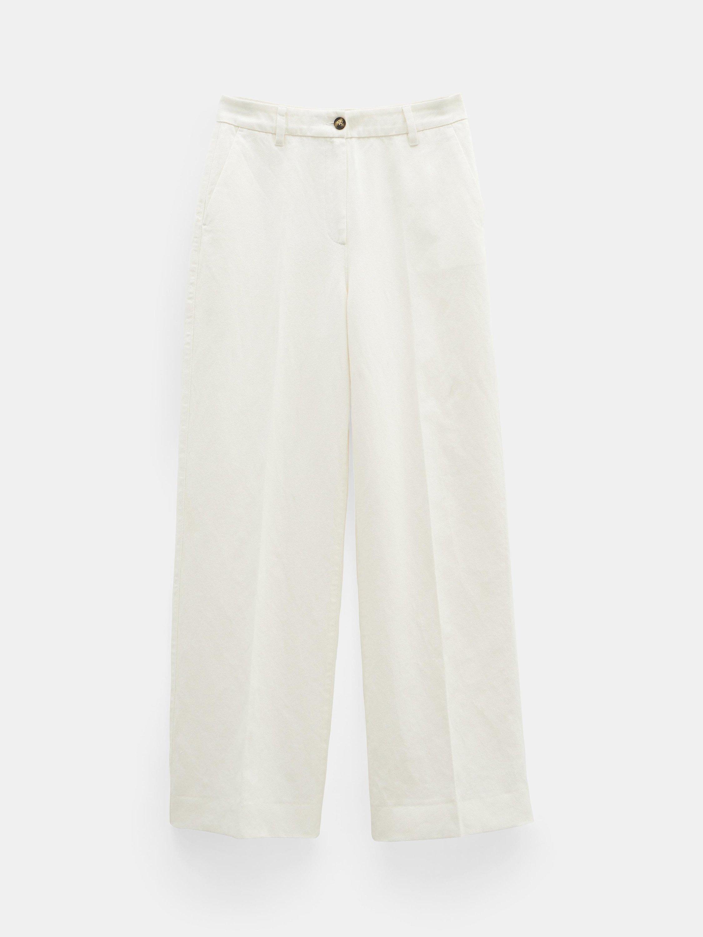Product image 4 of 5, which shows HUSH Emily Linen Blend Wide Leg Trousers, Ecru, 12