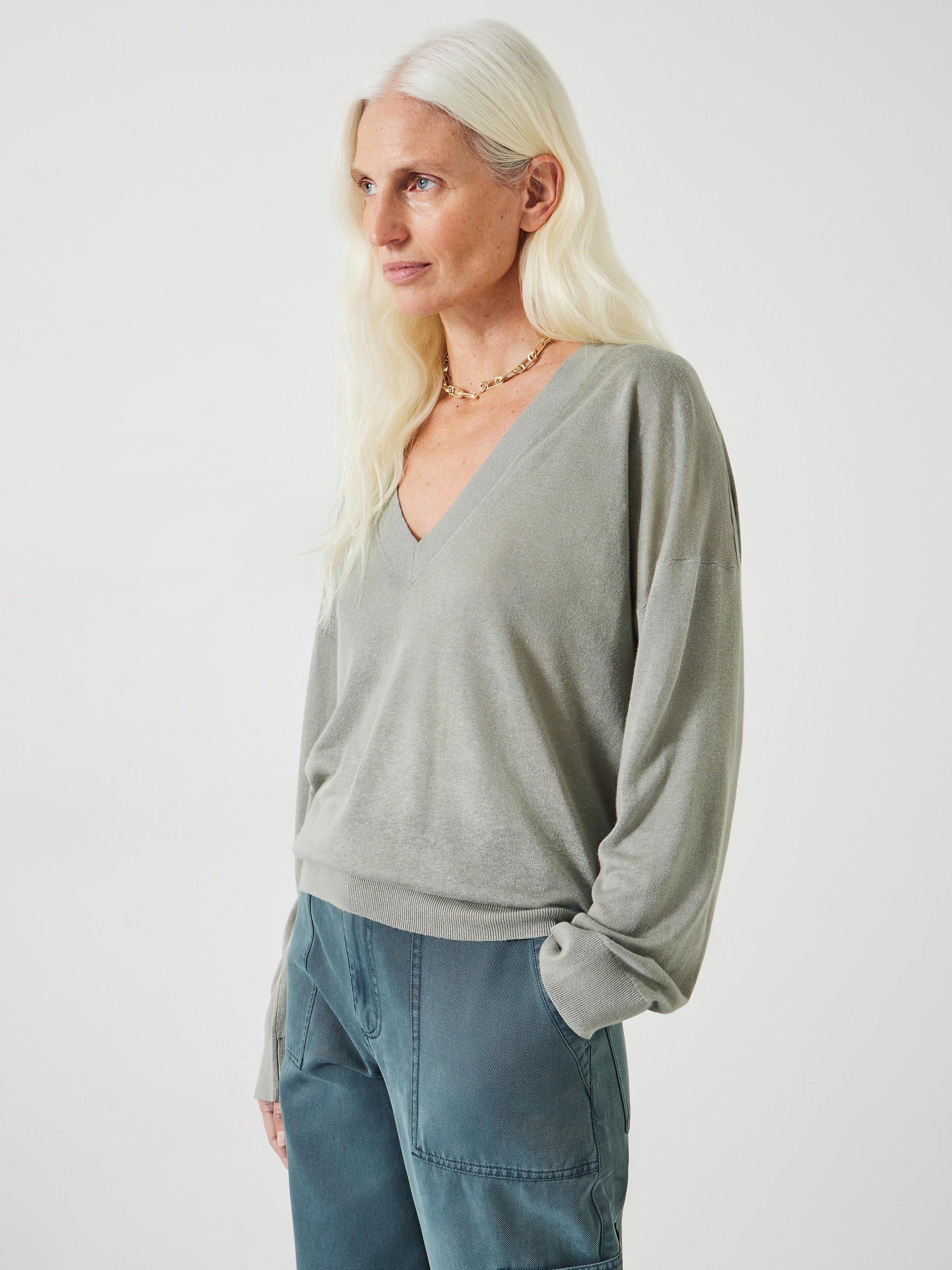 HUSH Aston Linen Blend Jumper, Sage