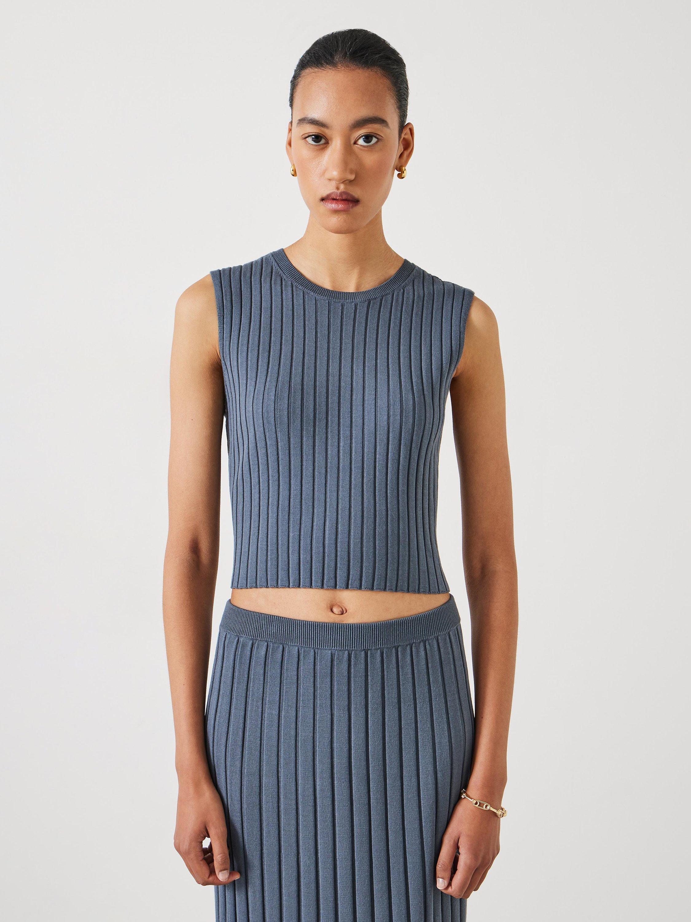 HUSH Sive Wide Rib Knit Tank Top, Slate Grey