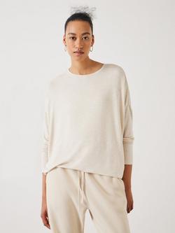HUSH Gillian Ecovero Wide Jersey Top, Oatmeal Marl
